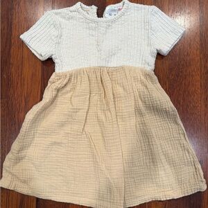 Zara Cream and Tan Casual Kids Dress